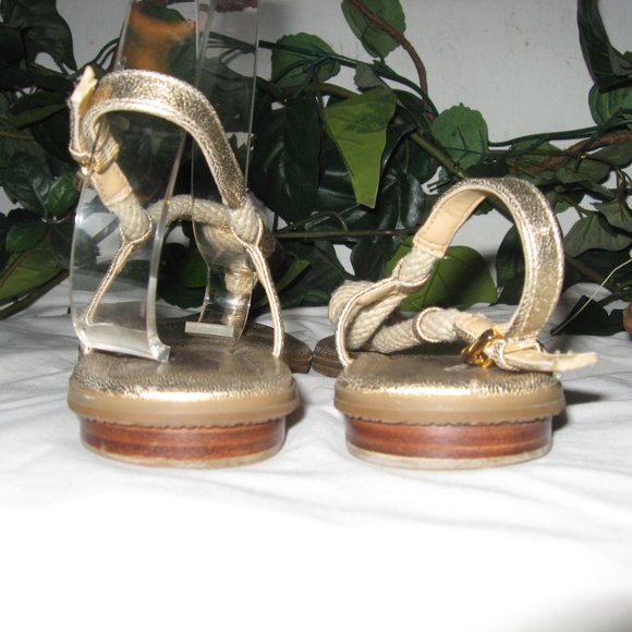 MICHAEL KORS GOLD AND ROPE SANDALS 9.5M - Picture 7 of 11